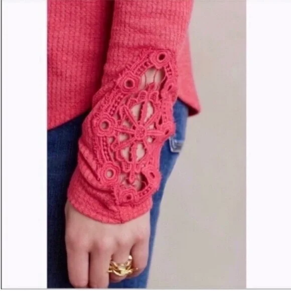 Anthropologie Eloise Waffle Knit Henley - Picture 2 of 7